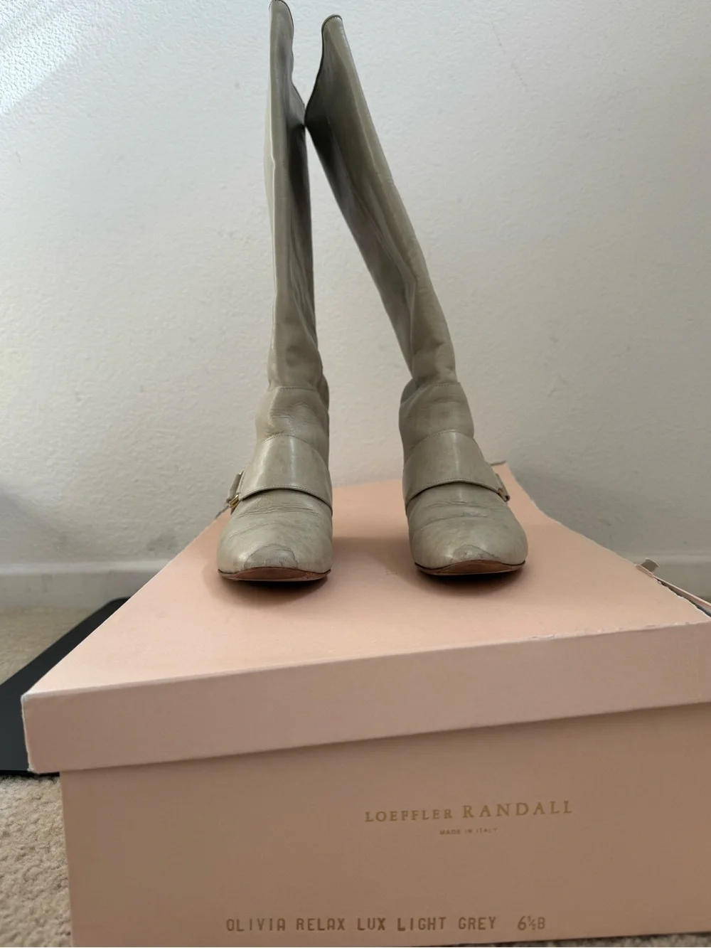 Loeffler Randall Light Grey Knee high Leather Boots